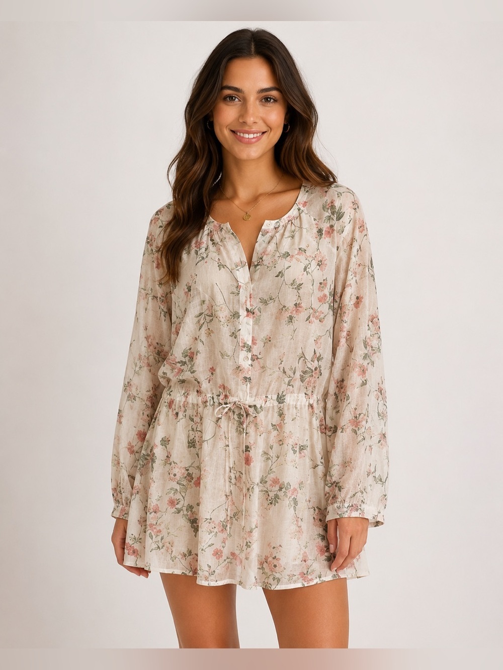 J.JILL  linen blend thin floral cottagecore shirt  LARGE